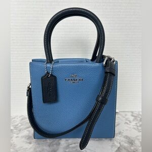 COACH Blue & Black Leather Mini Cally Two Toned Sky Blue